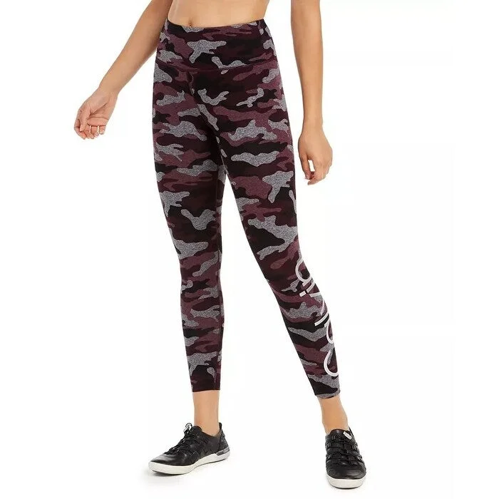 Calvin Klein Women's Performance Camo Printed Logo High-Waist Ankle Leggings Charcoal Size Small