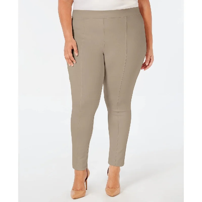 Style & Co Women's Plus Size Seamed Ponte Leggings Brown Size 24