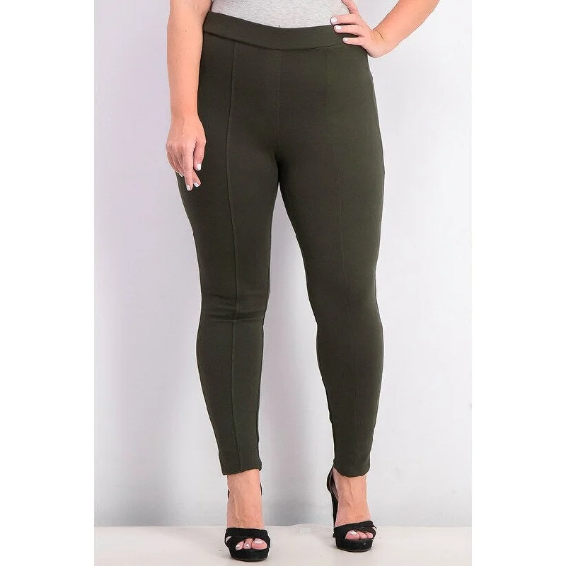 Style & Co Women's Plus Size Seamed Ponte Leggings Dark Green Size 22W