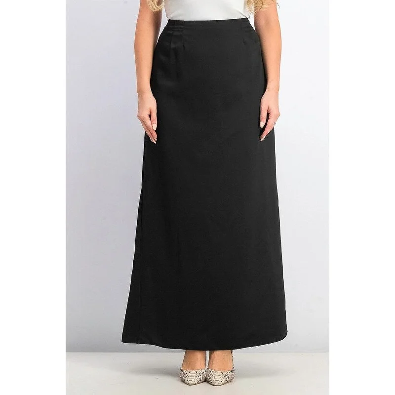 Alex Evenings Women's Satin Column Skirt Black Size Large