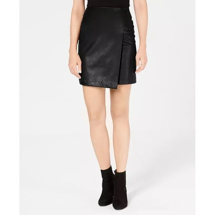 Bar III Women's Faux Leather Skirt Black Size Large