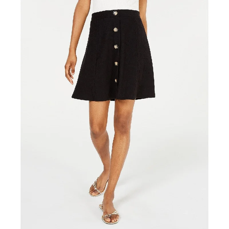 BCX Women's Button Front Mini Skirt Black Size Medium