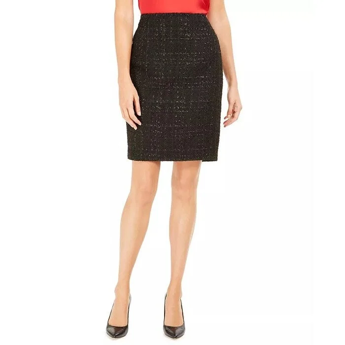 Calvin Klein Women's Metallic Tweed Pencil Skirt Black Size 14