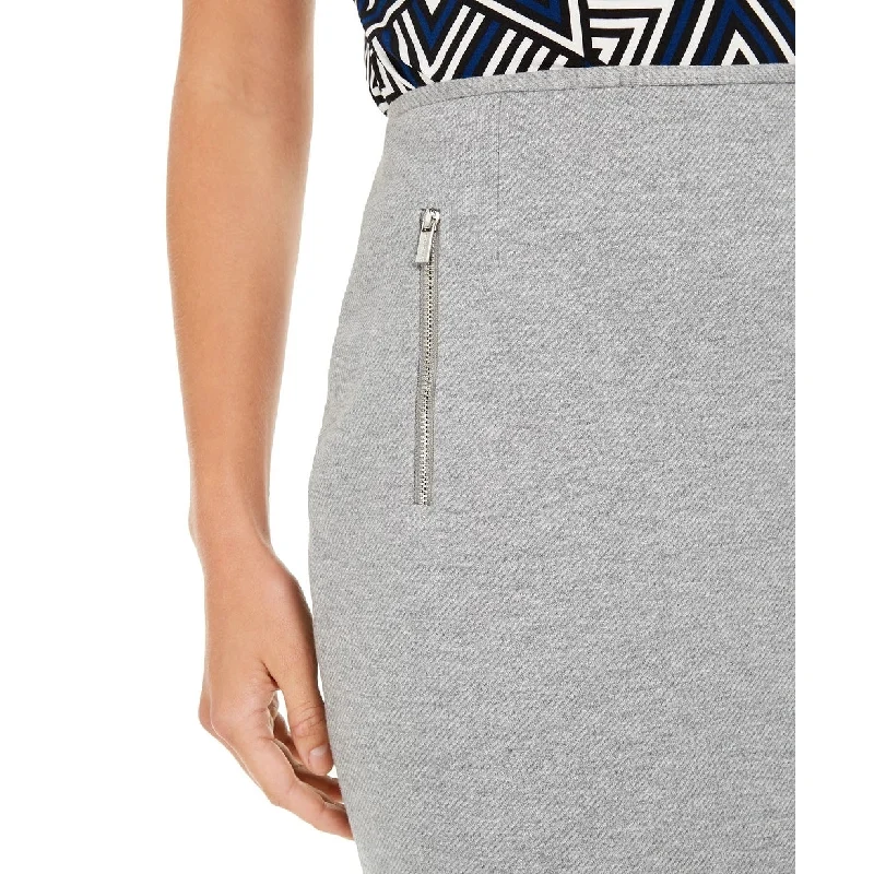 Calvin Klein Women's Zip-Pocket Pencil Skirt Silver Size 4