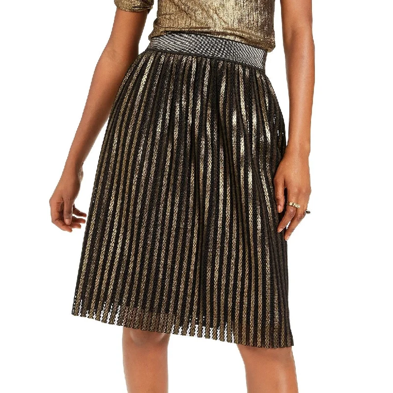 INC International Concepts Women's Gold Pleated Skirt Gold Size XL