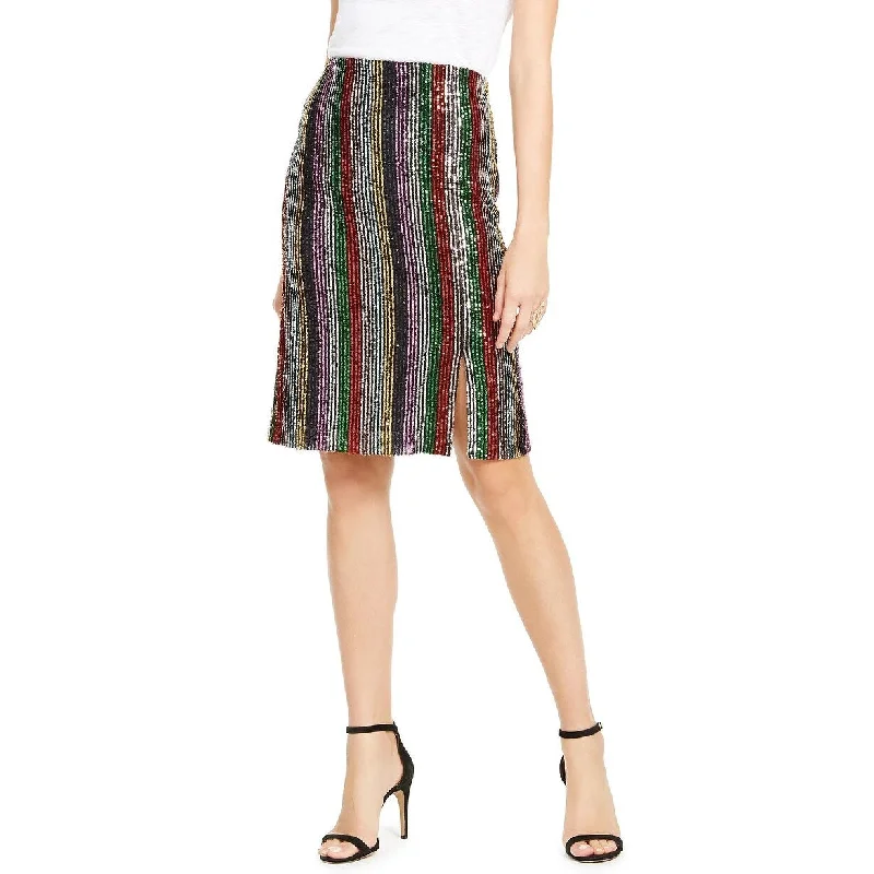 INC International Concepts Women's Rainbow Sequin Skirt Black Size Medium