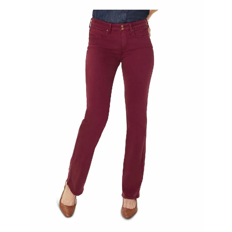 NYDJ Women's Marilyn Double-Snap Tummy Control Straight-Leg Jeans Red Size 6