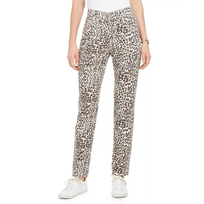 Style & Co Women's Animal-Print Tummy-Control Slim Jeans Size 12 P