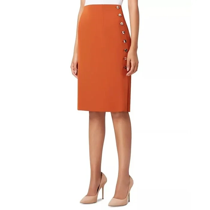 Tahari A SL Women's Side Button Pencil Skirt Brown Size 2