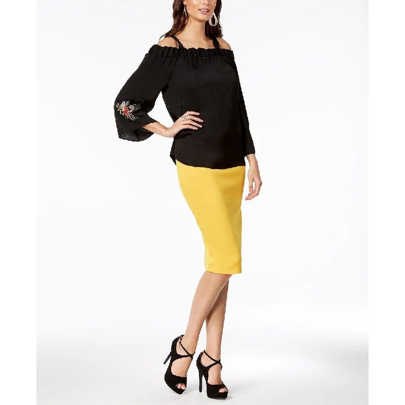 Thalia Sodi Women's Scuba Pencil Skirt Yellow Size Extra Large - X-Large